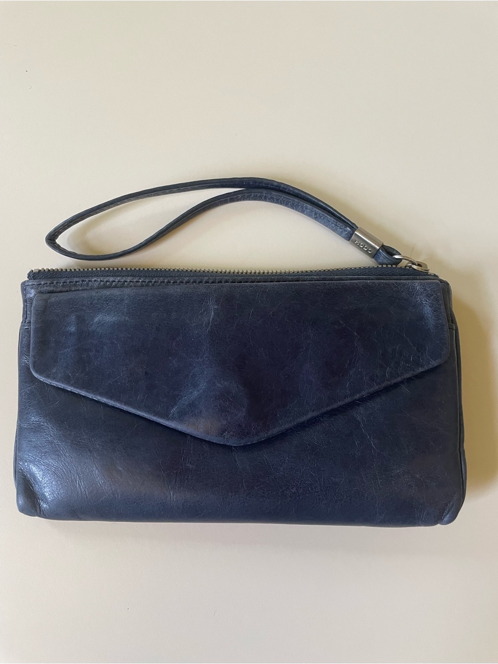 HOBO Classic Navy Leather Wristlet Clutch